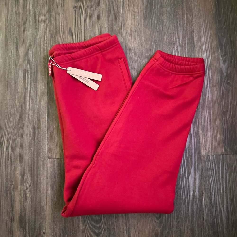 SKIMS COTTON FLEECE CLASSIC JOGGER BRICK RED SIZE LARGE NEW WITH TAGS SIZE LARGE